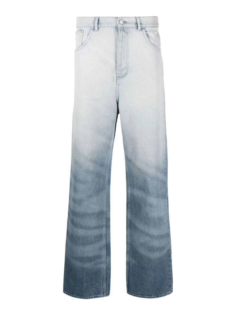 Crystal Embellished Wide Leg Jeans In Navy