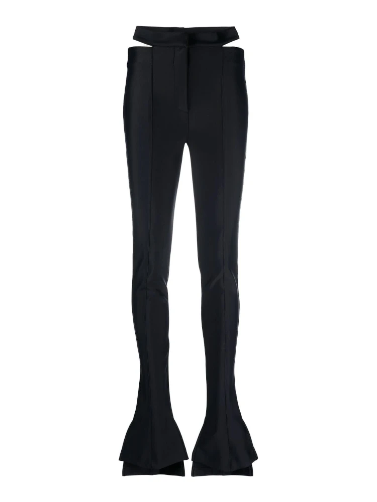 Split-cuff Skinny High-rise Stretch-woven Trousers In Black