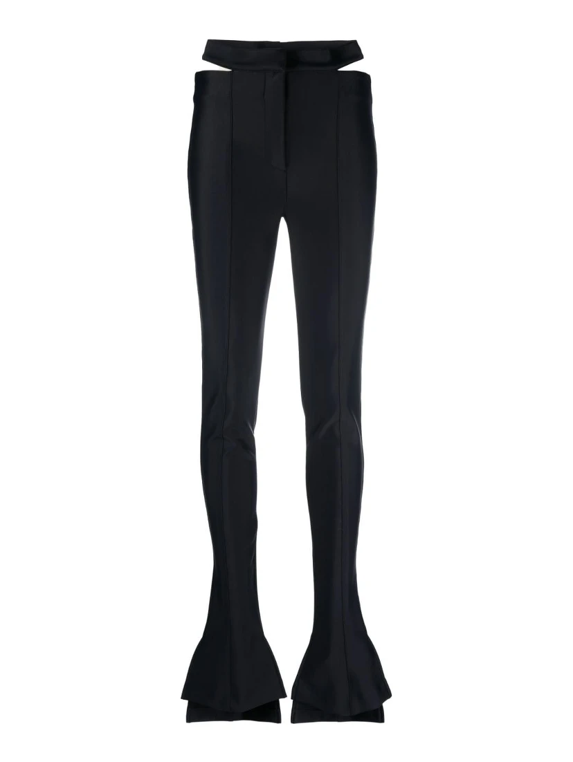 Split-cuff Skinny High-rise Stretch-woven Trousers In Black