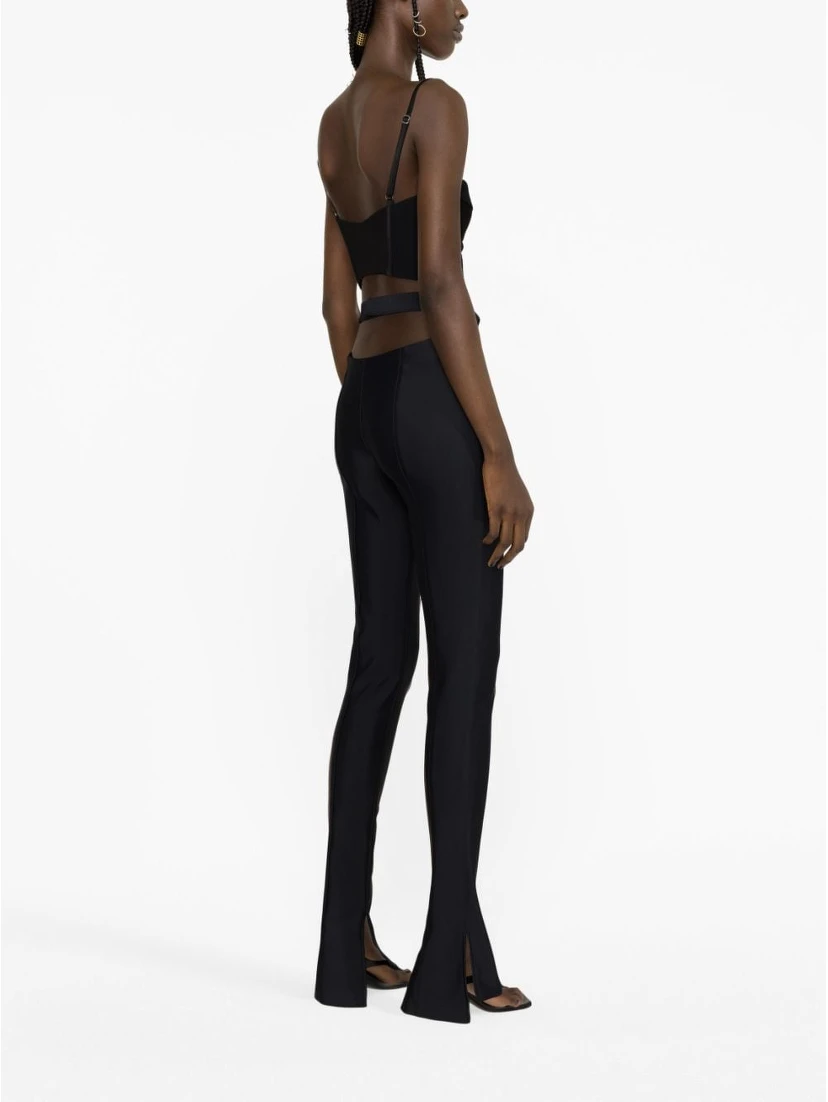 Split-cuff Skinny High-rise Stretch-woven Trousers In Black
