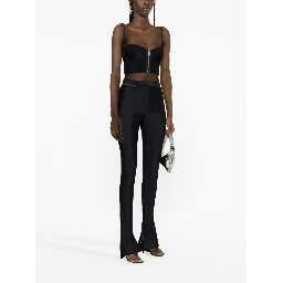 Split-cuff Skinny High-rise Stretch-woven Trousers In Black
