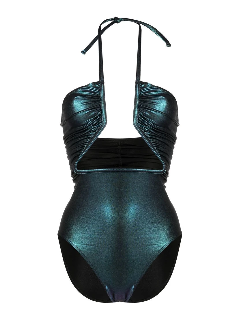 Prong Iridescent One Piece Swimsuit In Green