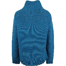 Wool Blend High Neck Jumper In Blue