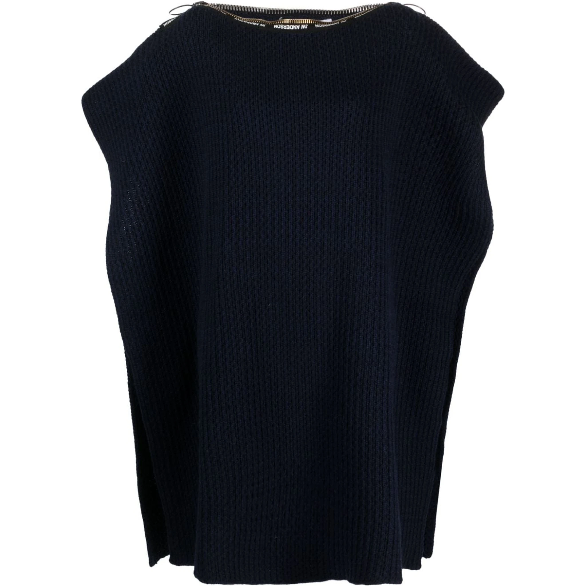 Wool Poncho With Zip Detailing And Side Slits