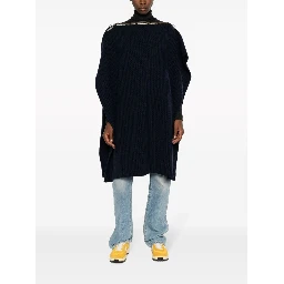 Wool Poncho With Zip Detailing And Side Slits