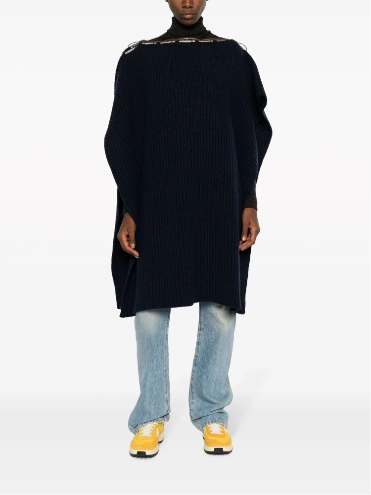 Wool Poncho With Zip Detailing And Side Slits alternative