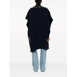 Wool Poncho With Zip Detailing And Side Slits