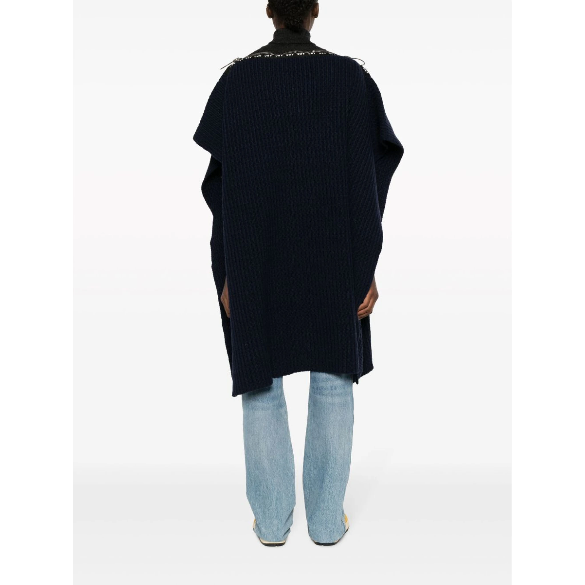 Wool Poncho With Zip Detailing And Side Slits