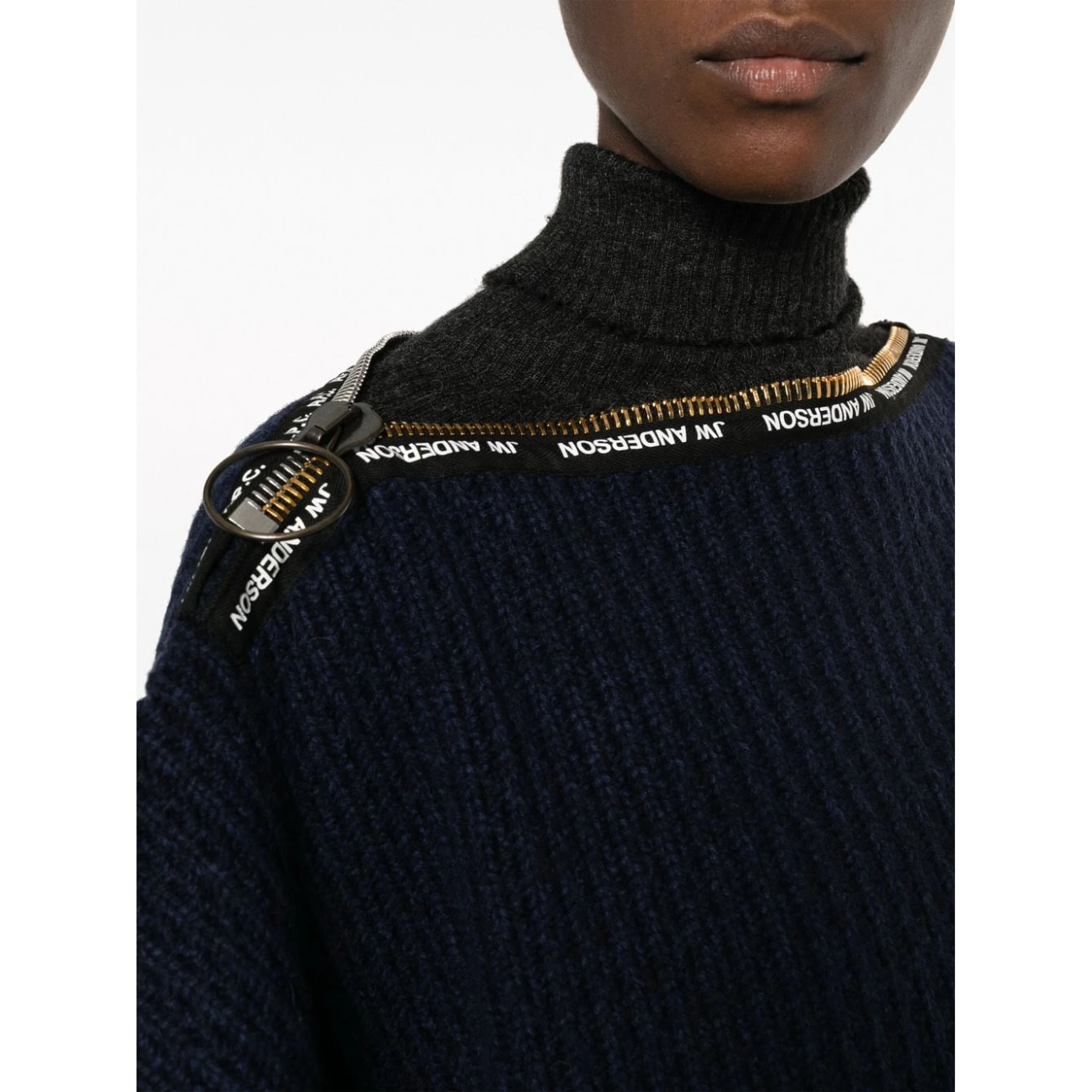 Wool Poncho With Zip Detailing And Side Slits