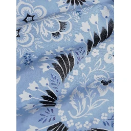 Long-sleeved Button-up Floral Shirt In Blue