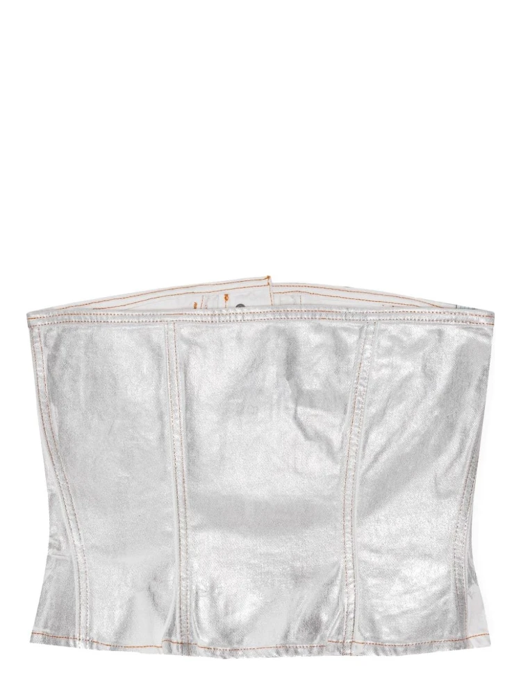 foiled-finish organic-cotton denim top alternative