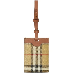 House-check leather luggage tag
