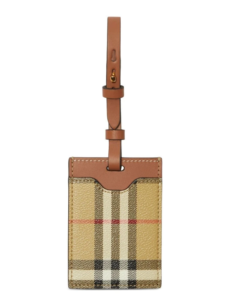 House-check leather luggage tag