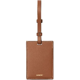 House-check leather luggage tag