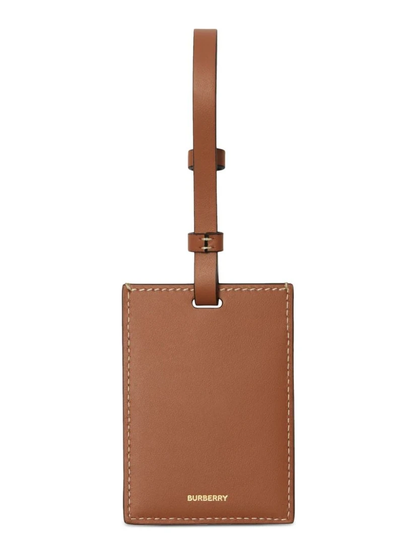 House-check leather luggage tag