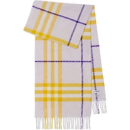 Womens Haze Giant Check Fringed-trim Cashmere Scarf