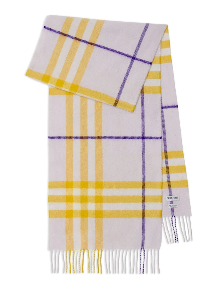 Womens Haze Giant Check Fringed-trim Cashmere Scarf