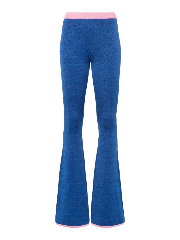 Flared Trousers Trim Contrasting In Blue