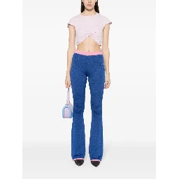 Flared Trousers Trim Contrasting In Blue