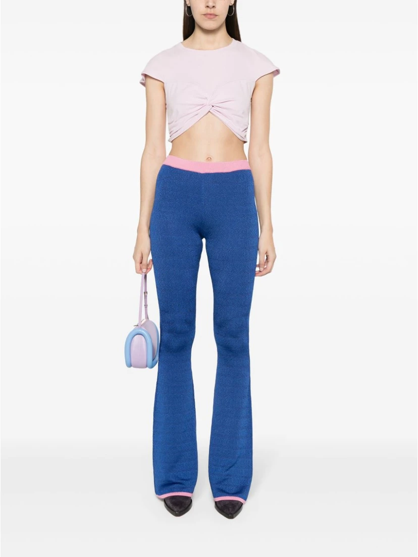 Flared Trousers Trim Contrasting In Blue