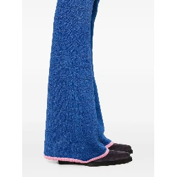 Flared Trousers Trim Contrasting In Blue