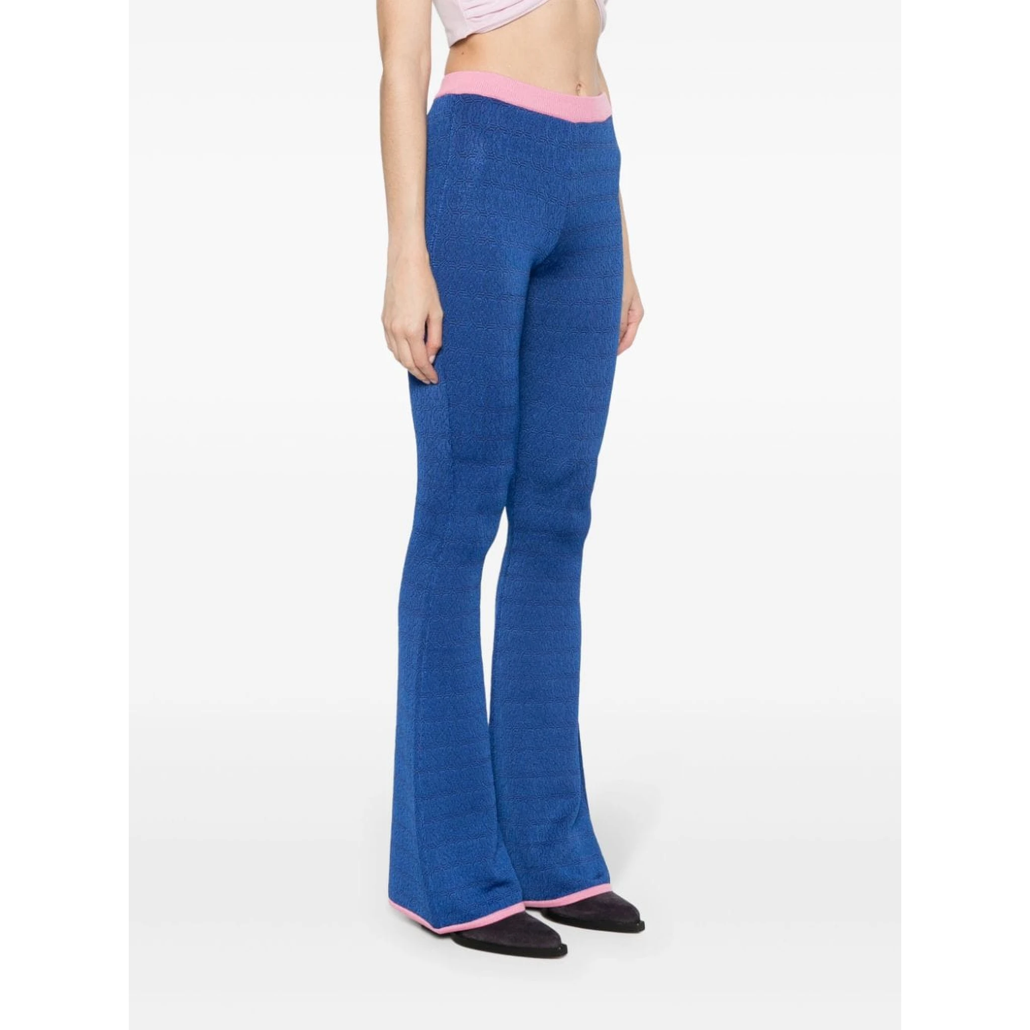 Flared Trousers Trim Contrasting In Blue