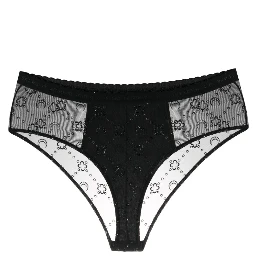 Moonogram-flocked mesh briefs