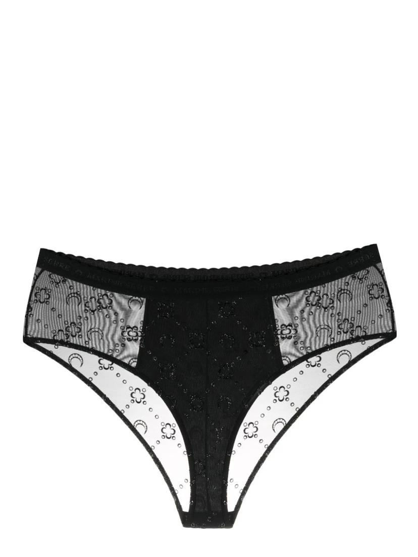 Moonogram-flocked mesh briefs