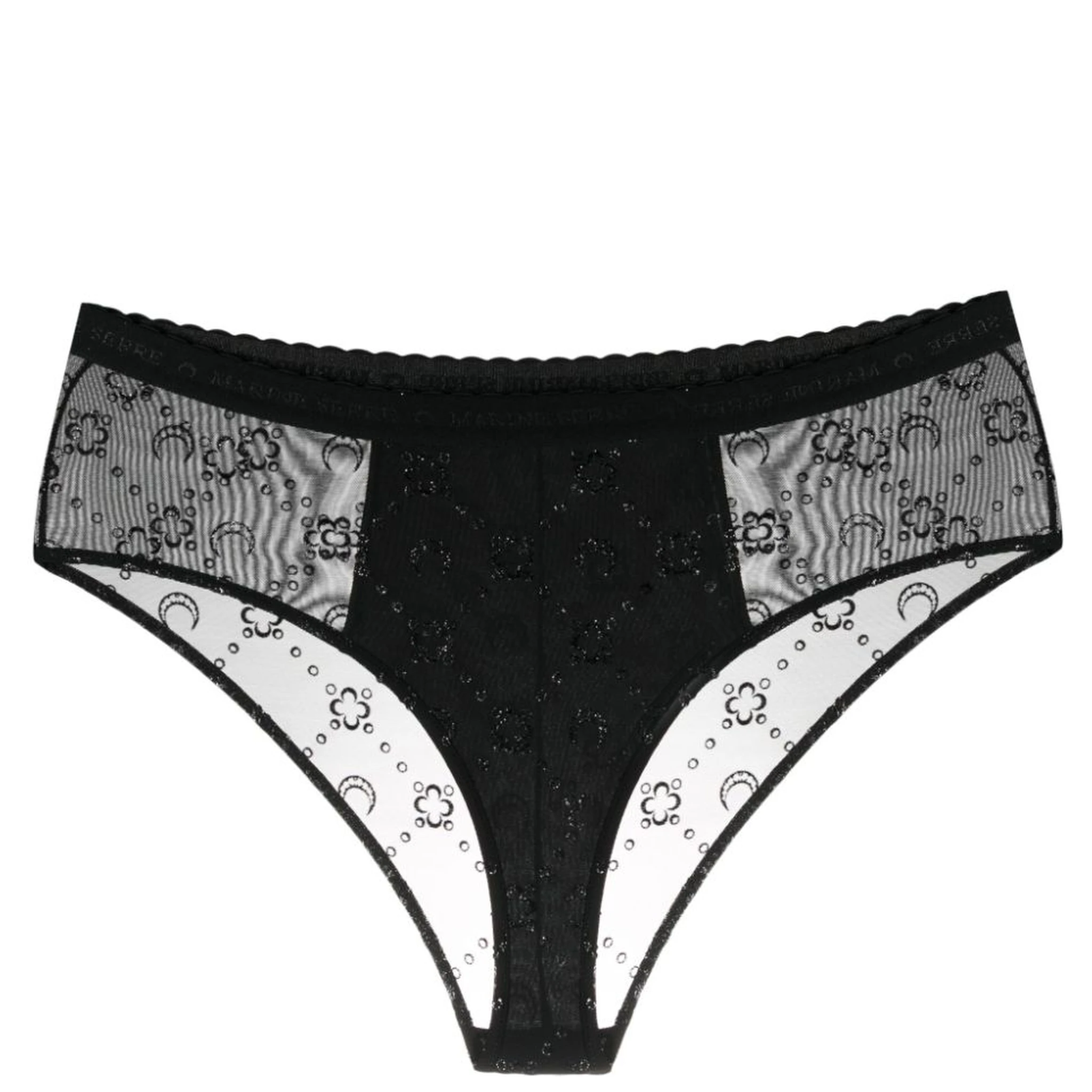 Moonogram-flocked mesh briefs