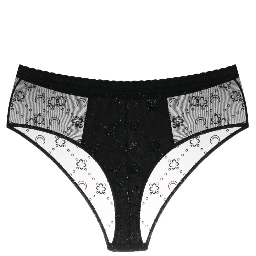 Moonogram-flocked mesh briefs