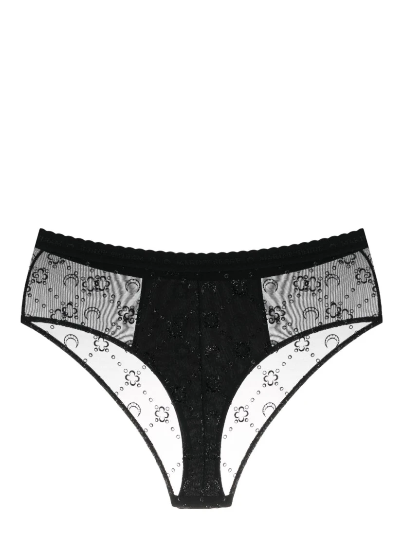 Moonogram-flocked mesh briefs