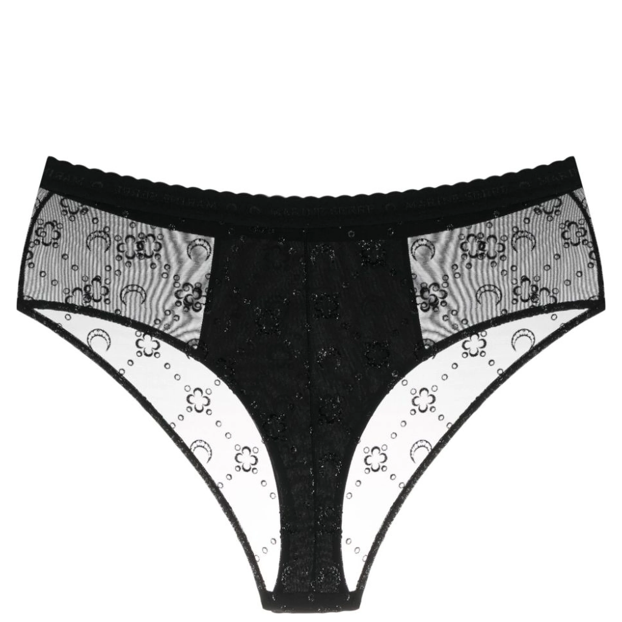 Moonogram-flocked mesh briefs