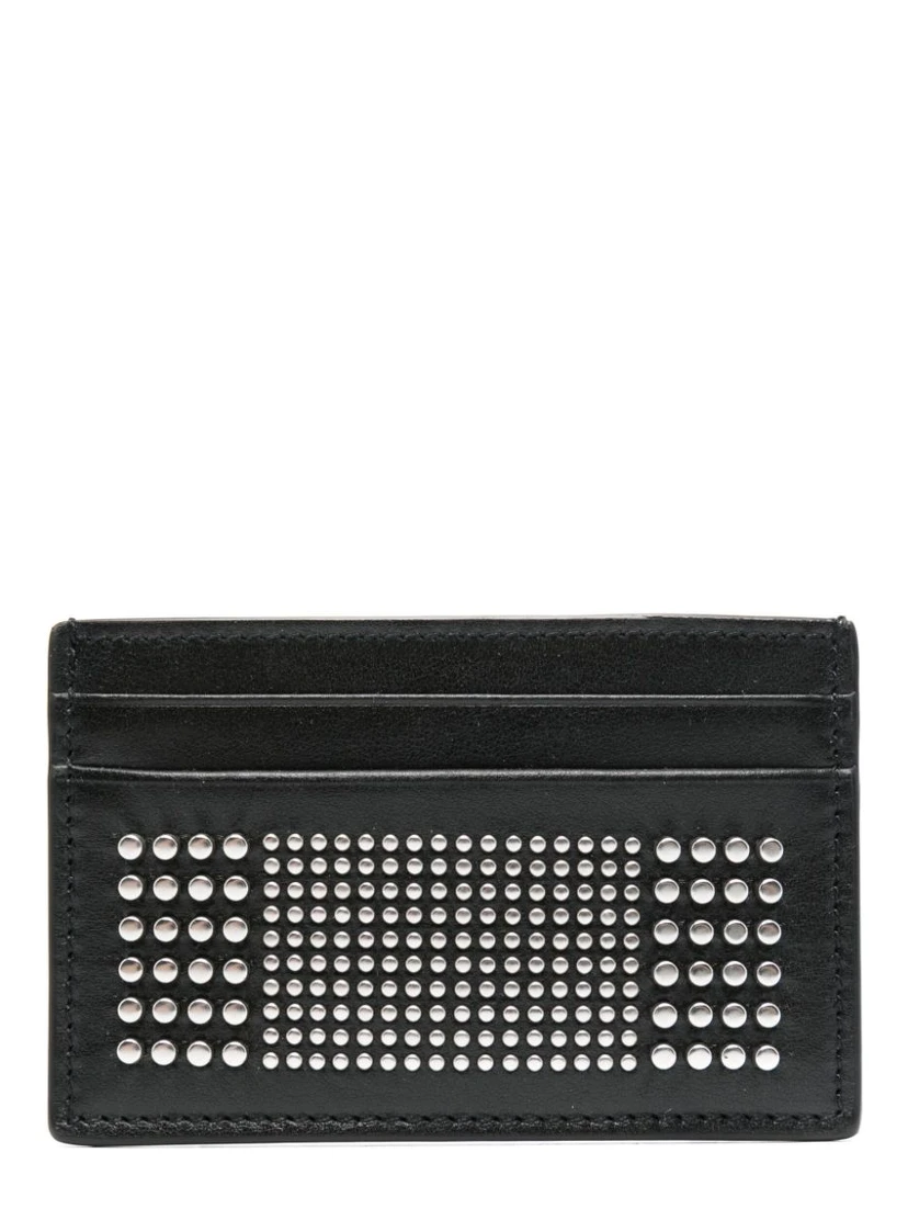 studded leather card holder