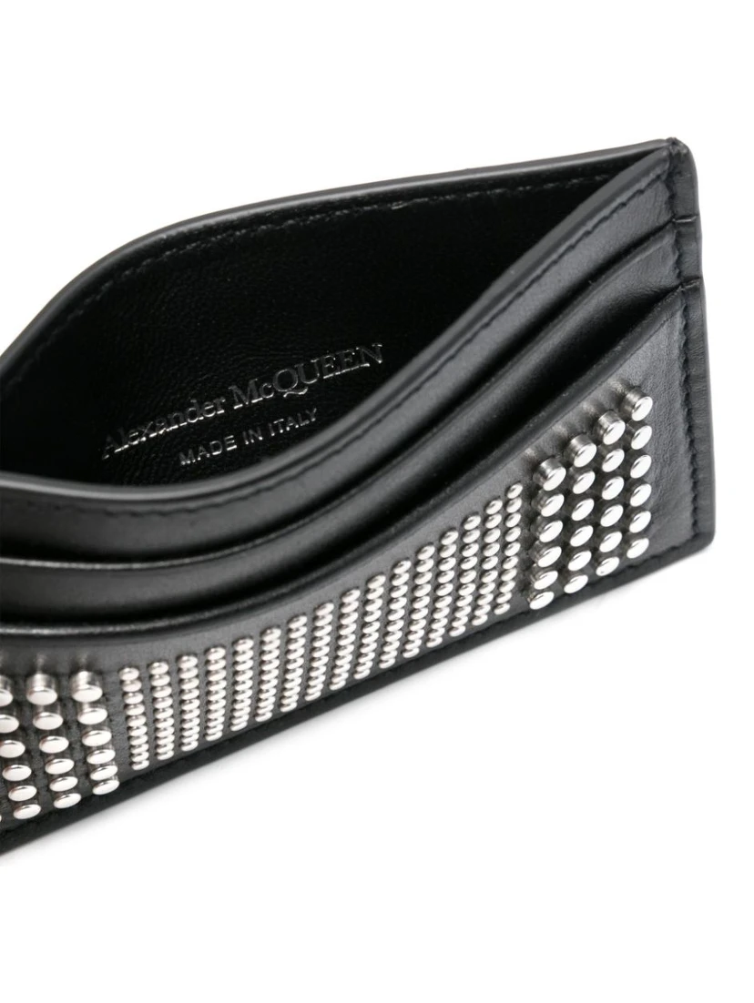 studded leather card holder