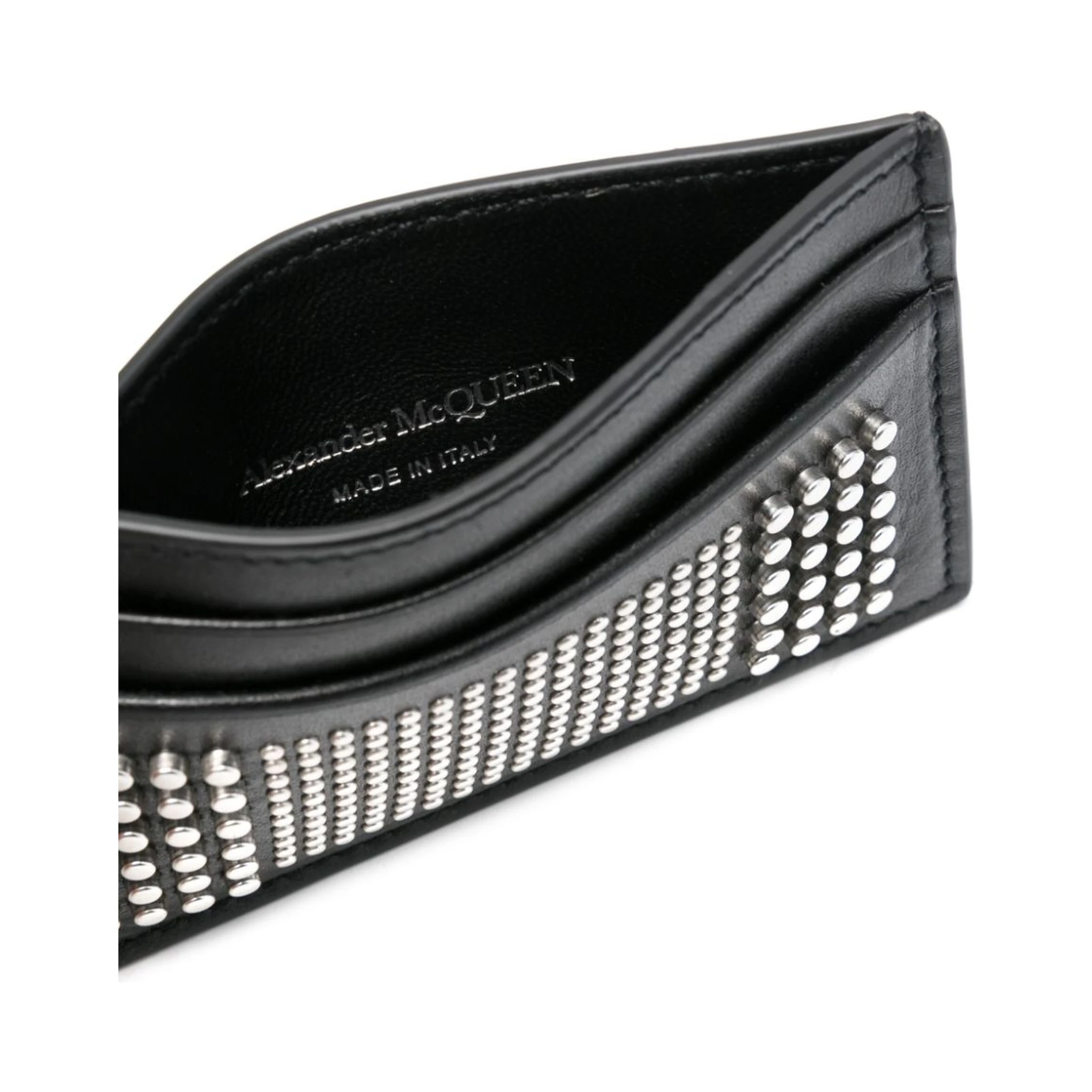 studded leather card holder