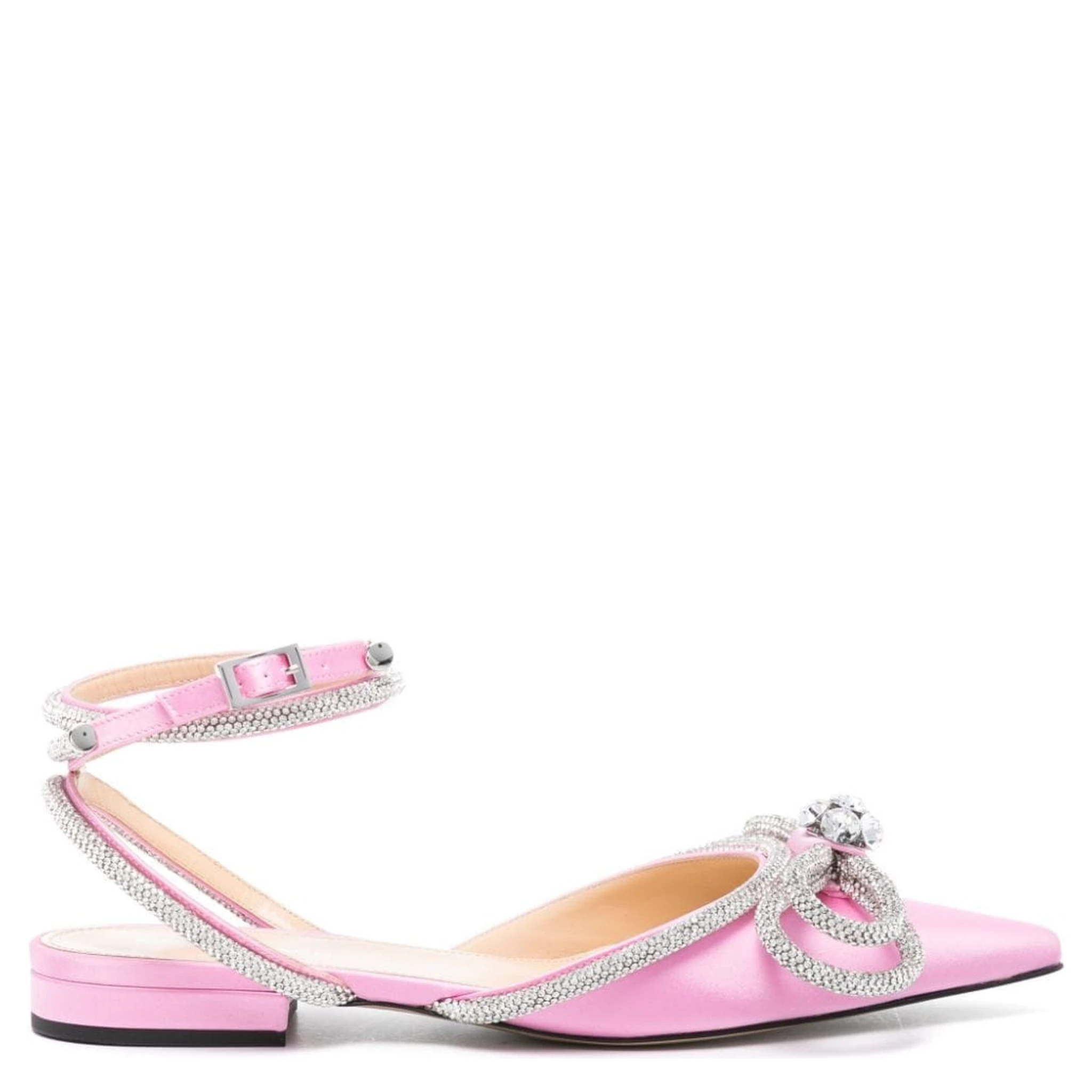 Double Bow satin flat pumps