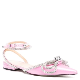 Double Bow satin flat pumps