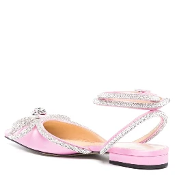 Double Bow satin flat pumps