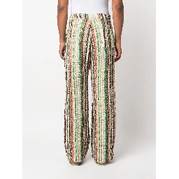Patched Drawstring Waistband Wool Trousers In Multicolour