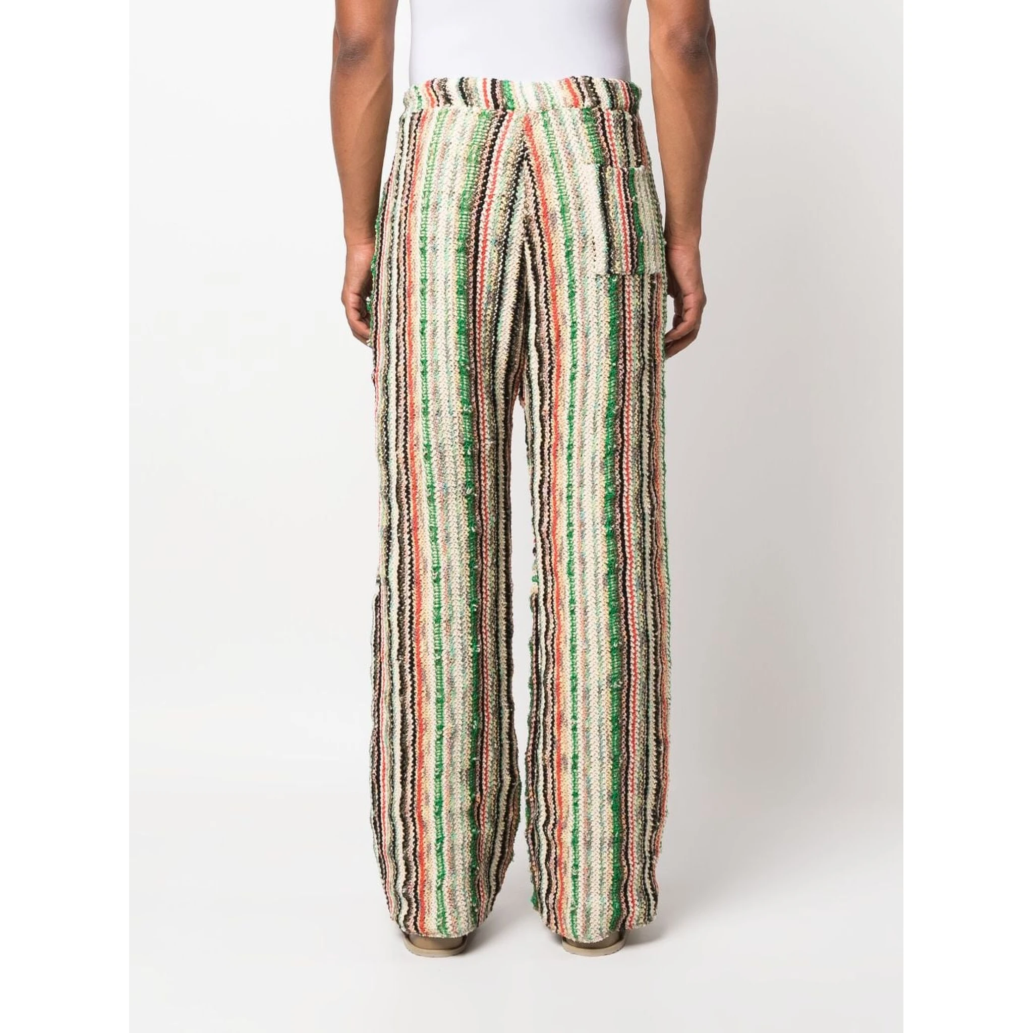 Patched Drawstring Waistband Wool Trousers In Multicolour