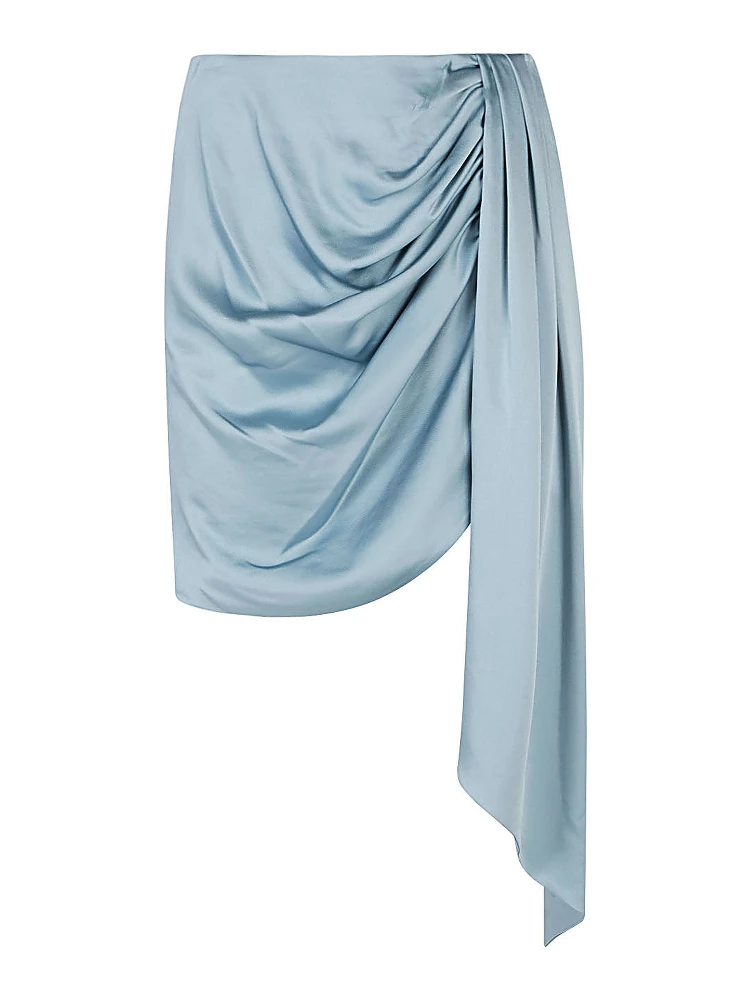 Light Blue Draped Mini Skirt