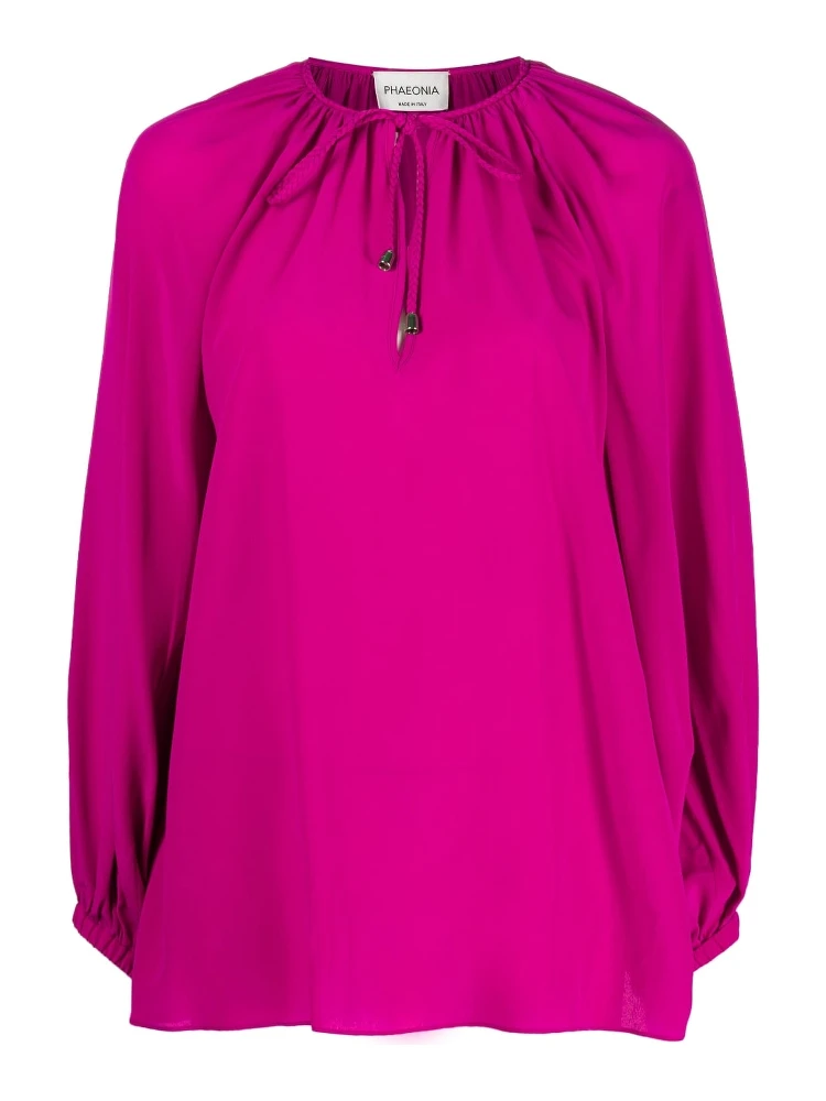 self-tie silk blouse