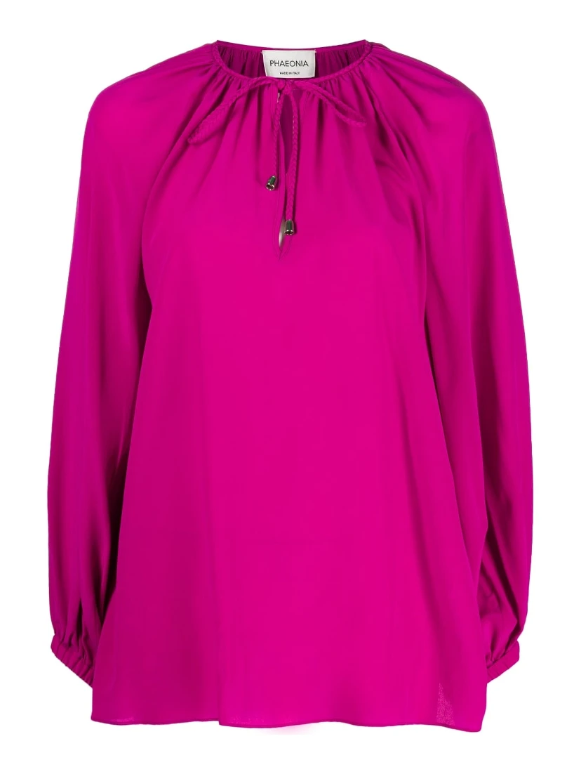 self-tie silk blouse