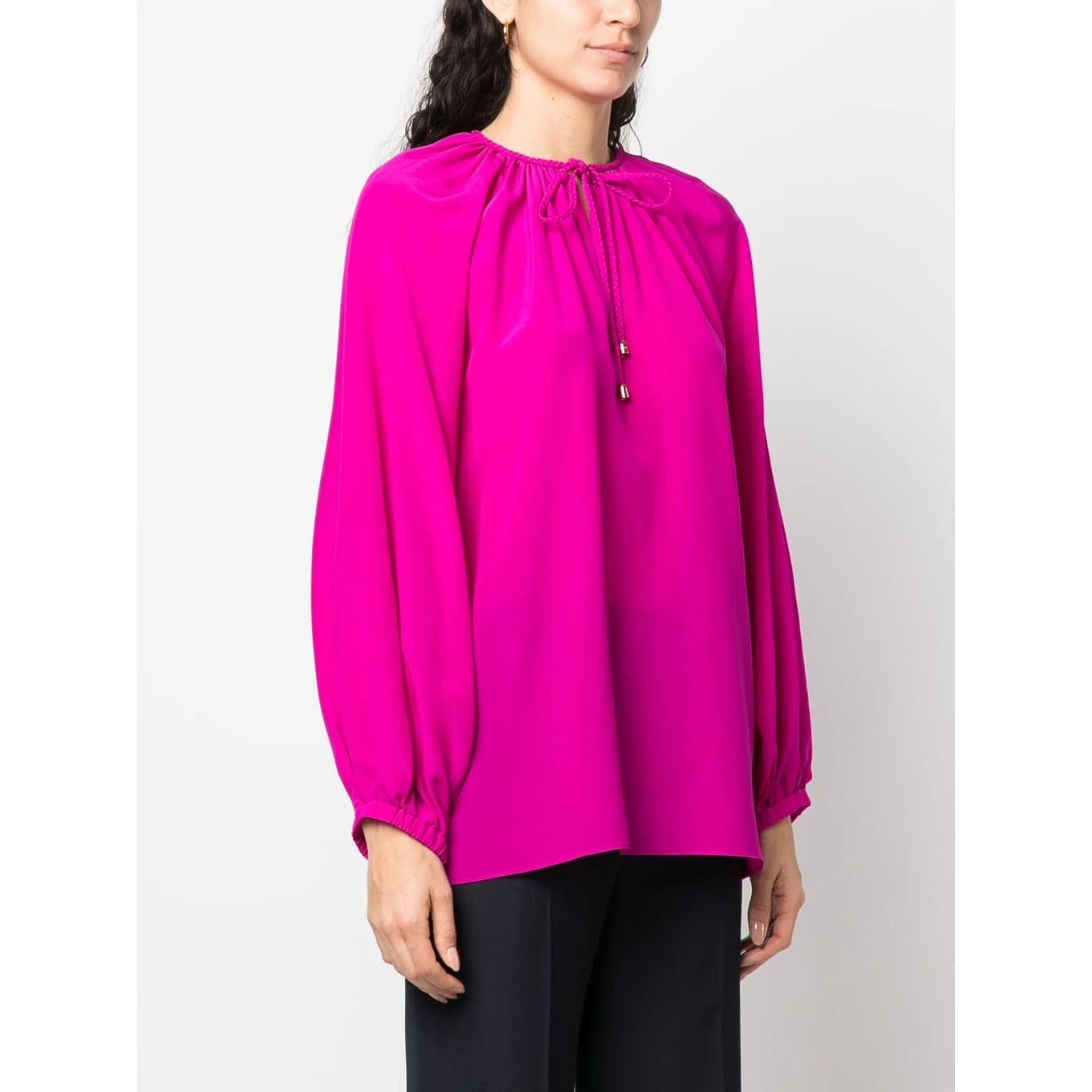 self-tie silk blouse
