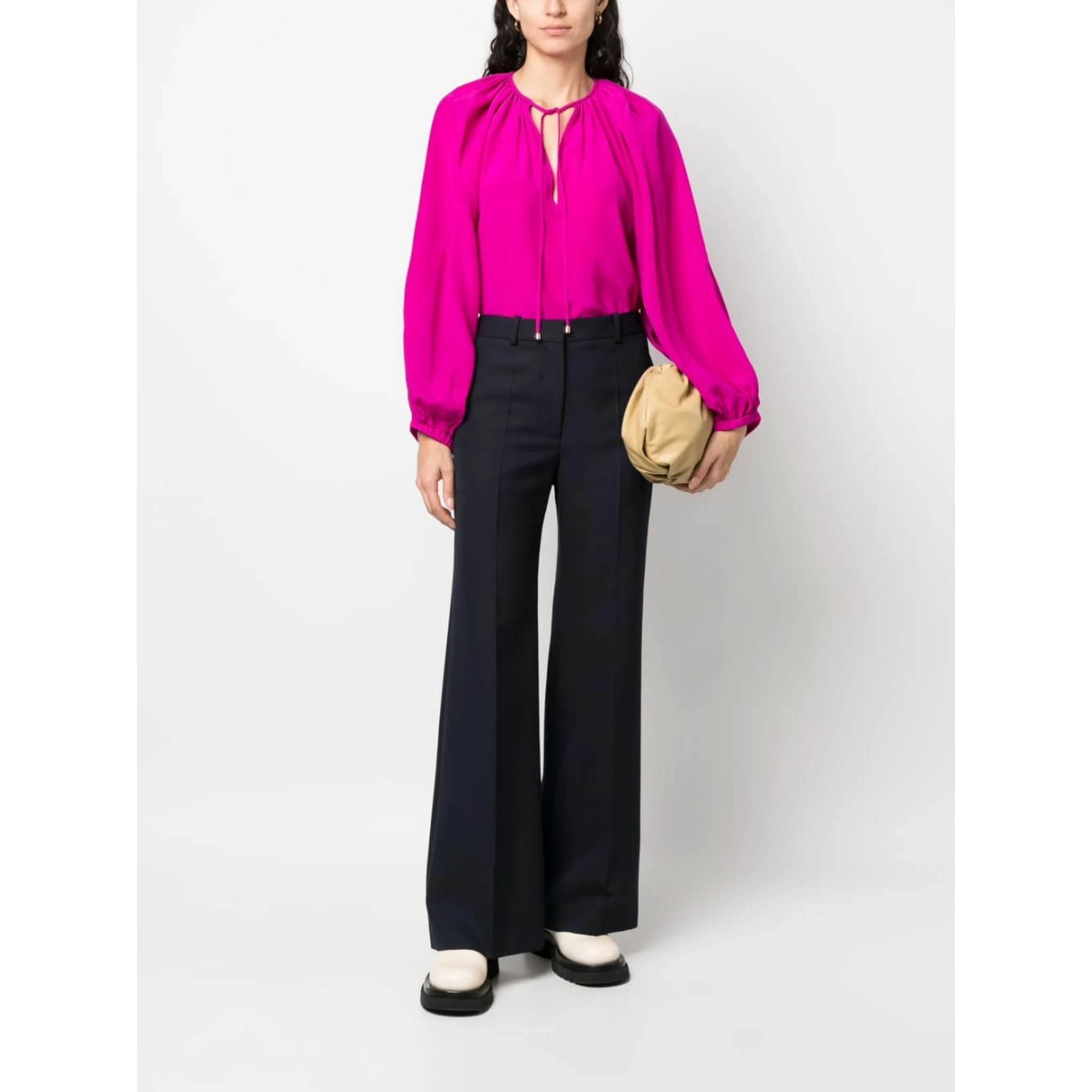 self-tie silk blouse