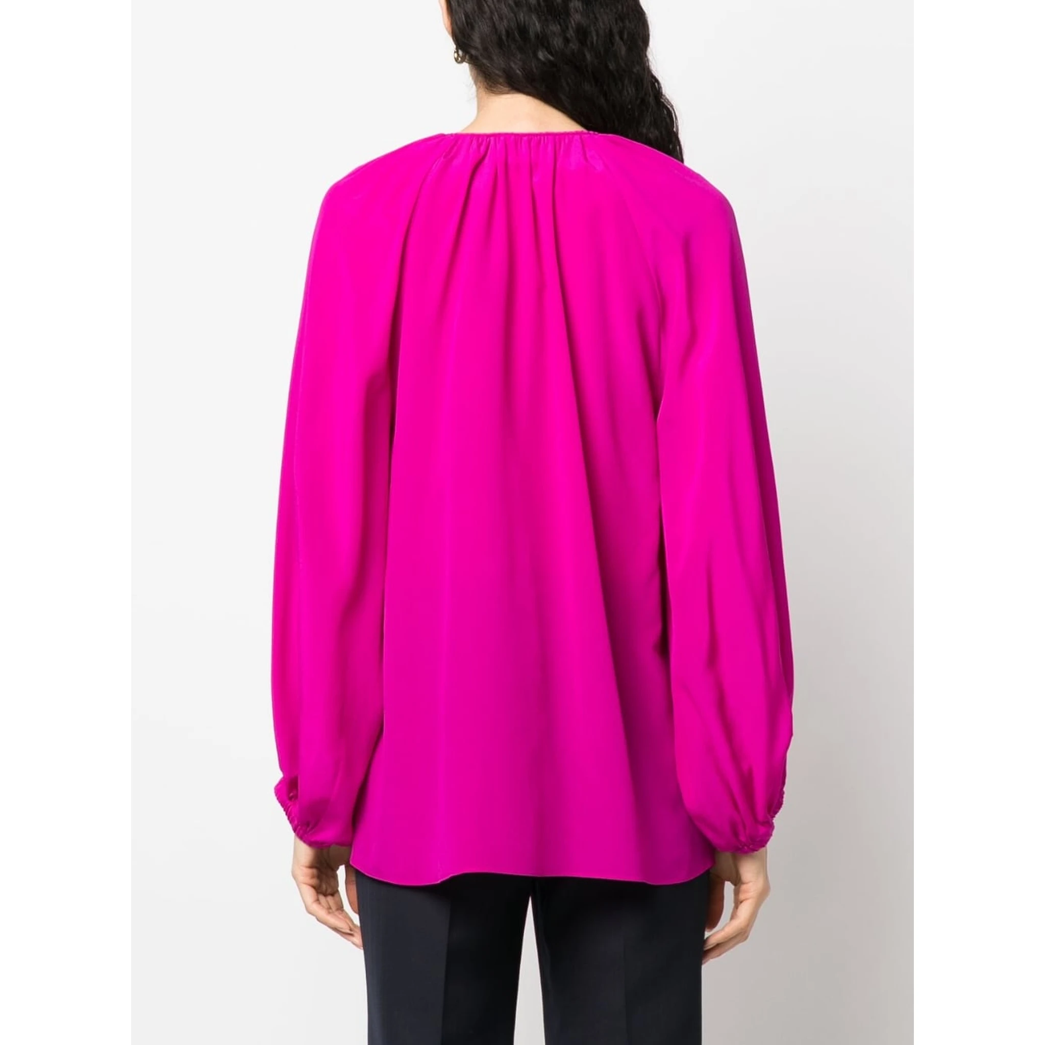 self-tie silk blouse