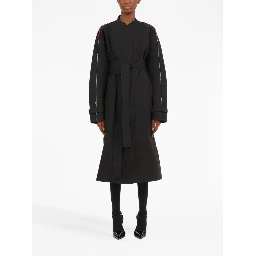 zip-detail belted trench coat