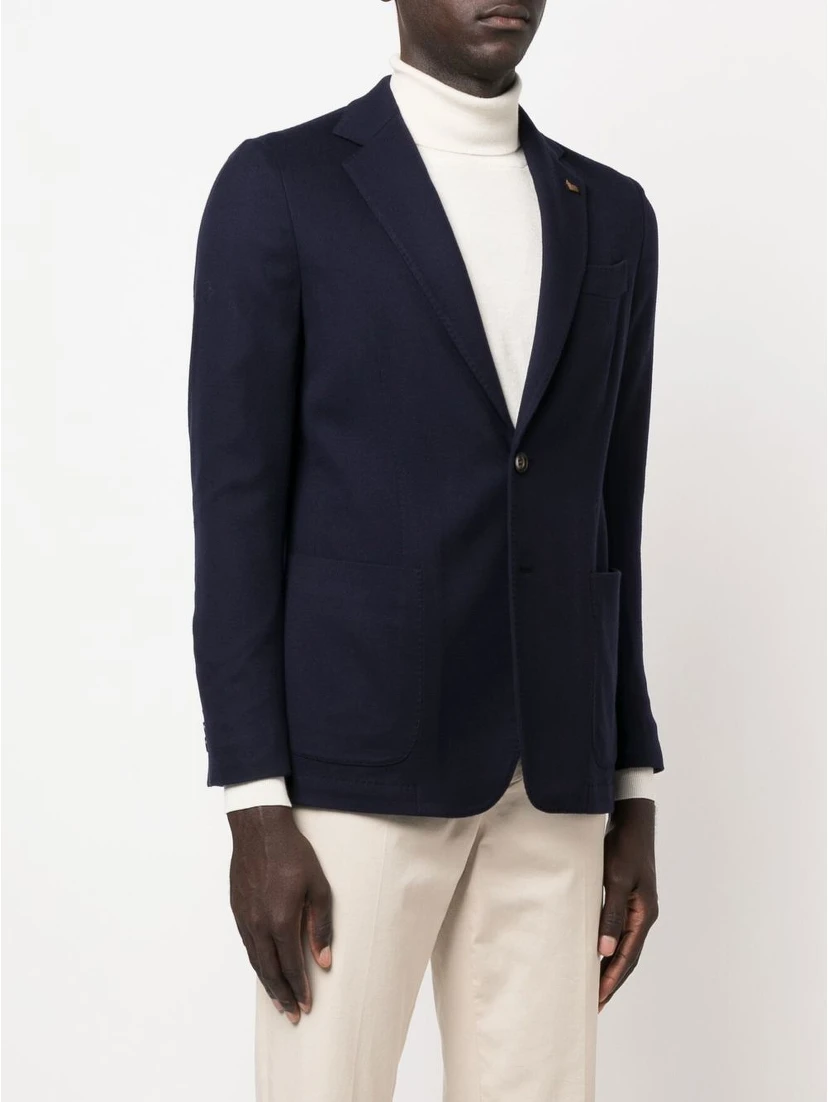Wool Single-breasted Jacket In Blue