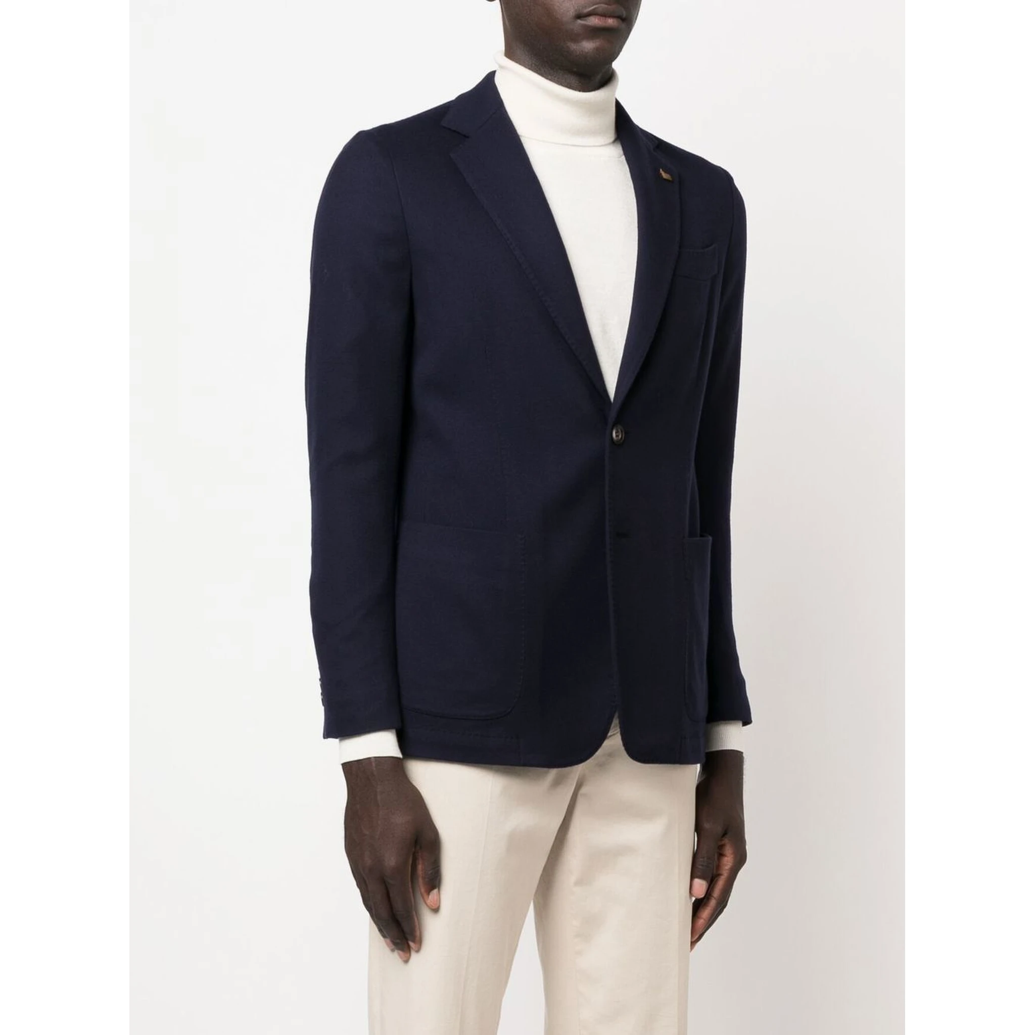 Wool Single-breasted Jacket In Blue