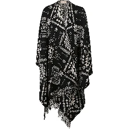 Ethnic Print Jacquard Cardigan In Black